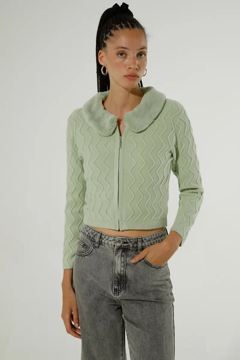 GOA GOA | Cardigan con colletto in pelliccia ecologica - 1