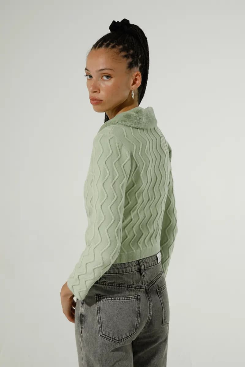 GOA GOA | Cardigan con colletto in pelliccia ecologica - 2