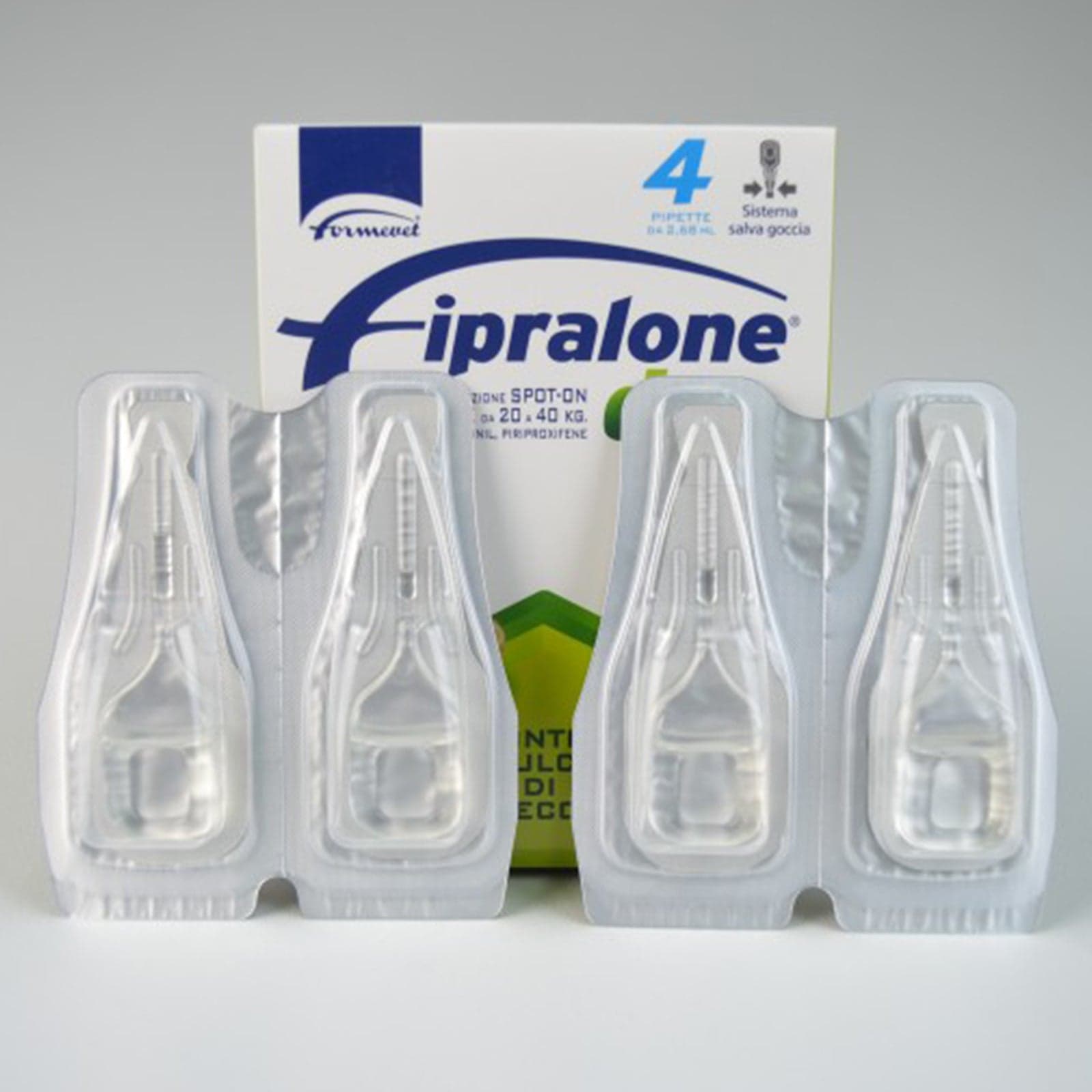 Antiparassitario Cani da 20-40 kg per pulci e zecche "Fipralone Duo" Spot-on 4 pipette da 268 mg - 2