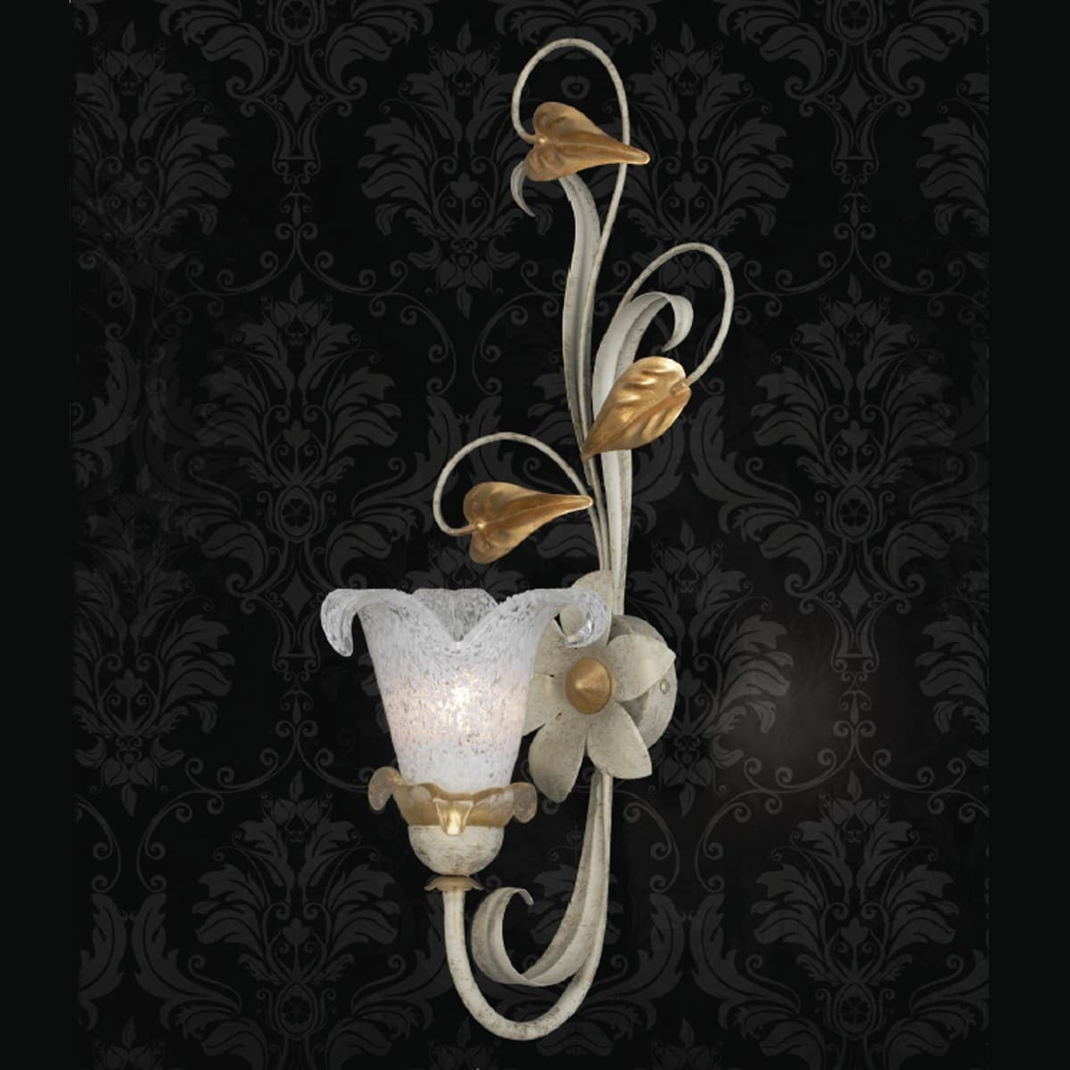 Applique classico LAM 3850 1A E14 LED metallo vetro lampada parete - 2