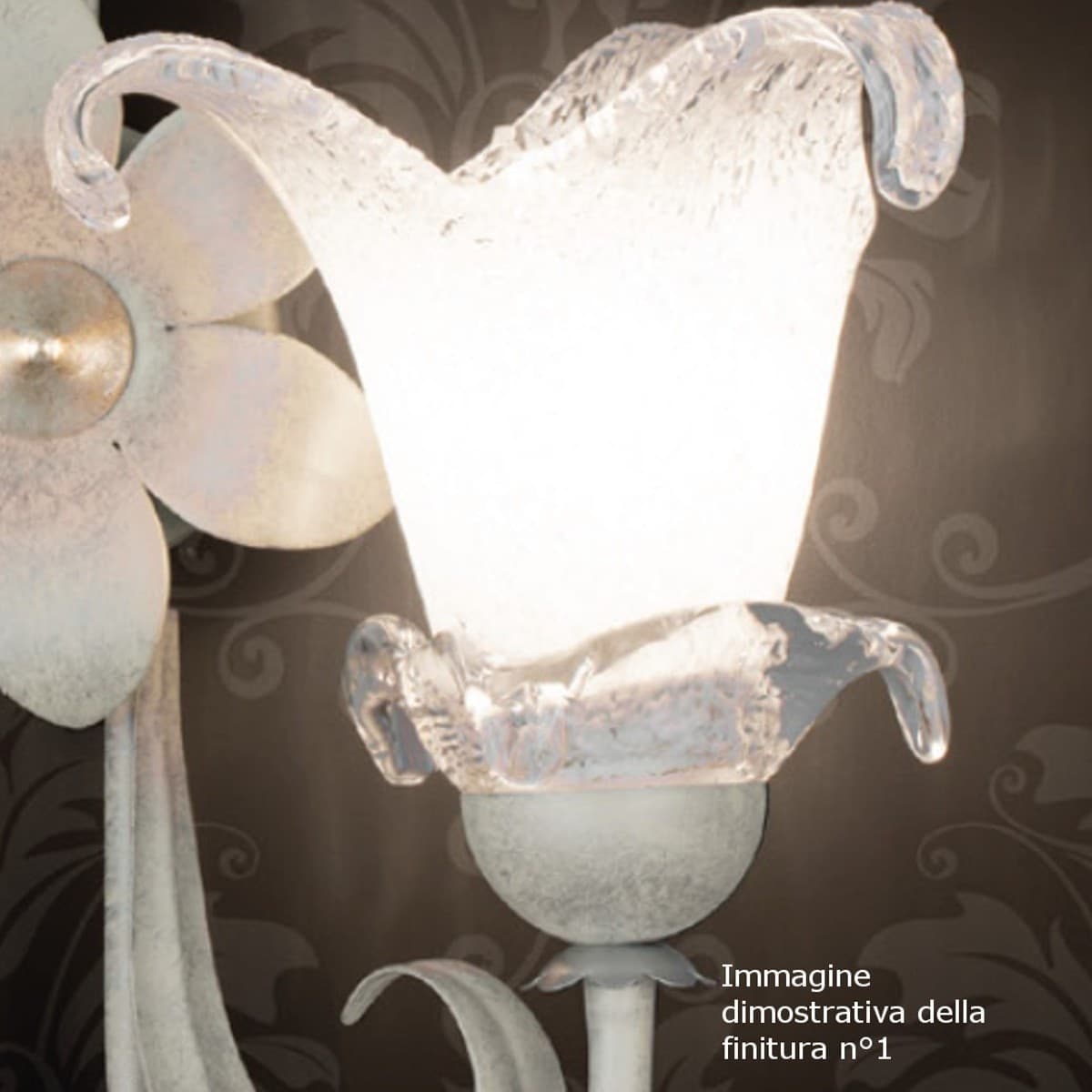 Applique classico LAM 3850 1A E14 LED metallo vetro lampada parete - 3