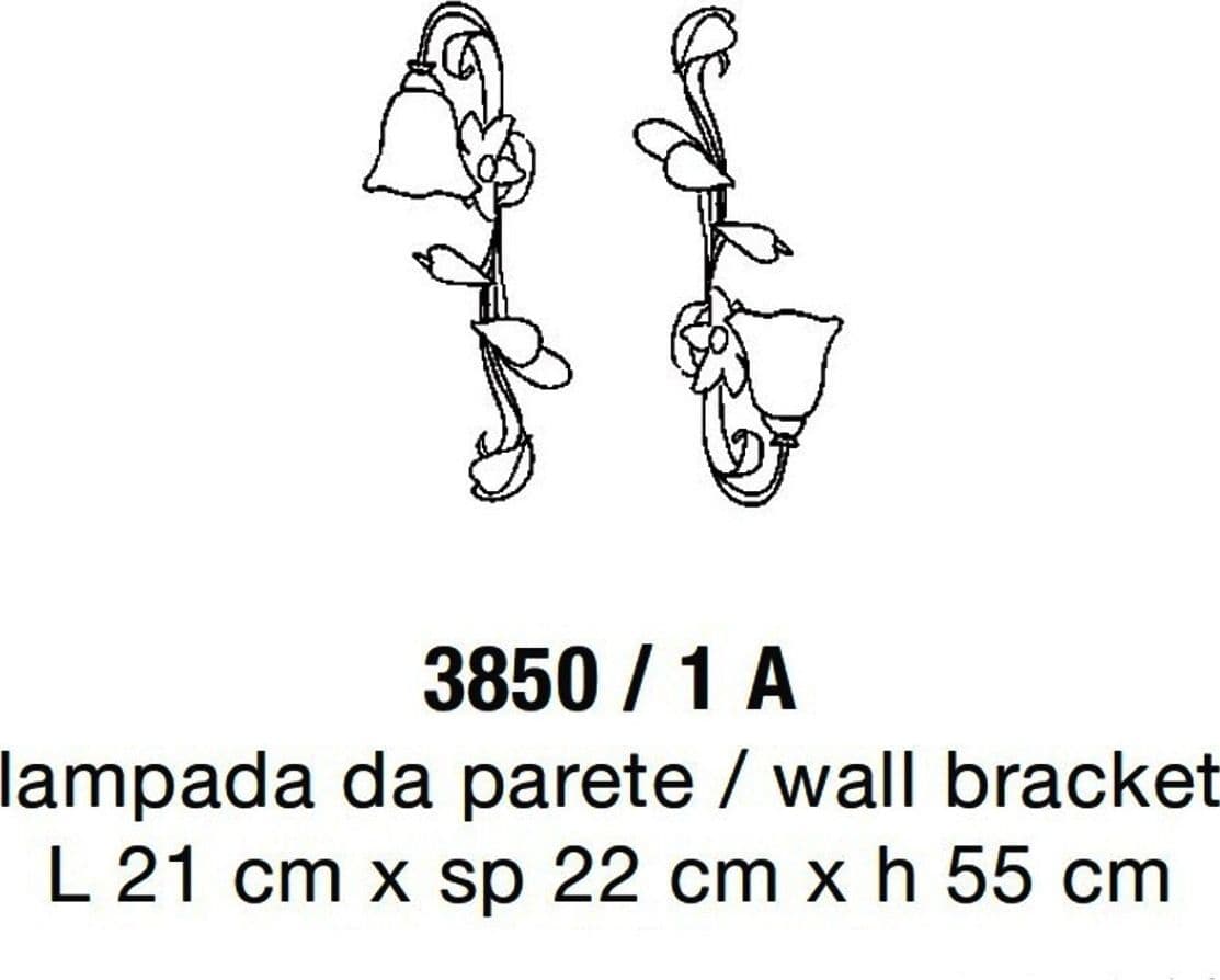 Applique classico LAM 3850 1A E14 LED metallo vetro lampada parete - 4