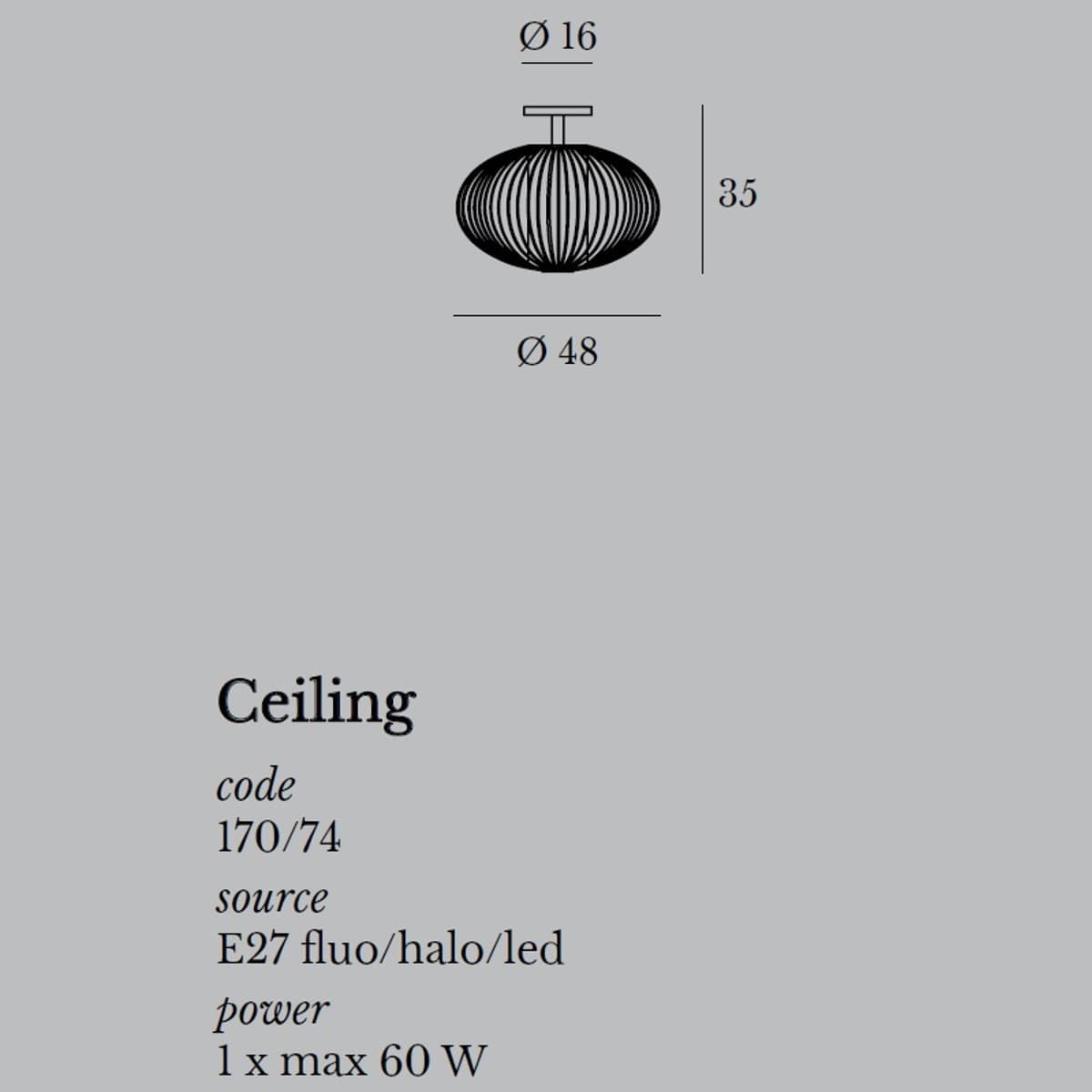 Plafoniera moderna Gibas TITTI 170 74 E27 LED acciaio lampada soffitto - 3