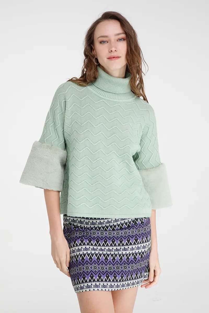 GOA GOA | Maglione collo alto texture geometrica - 1