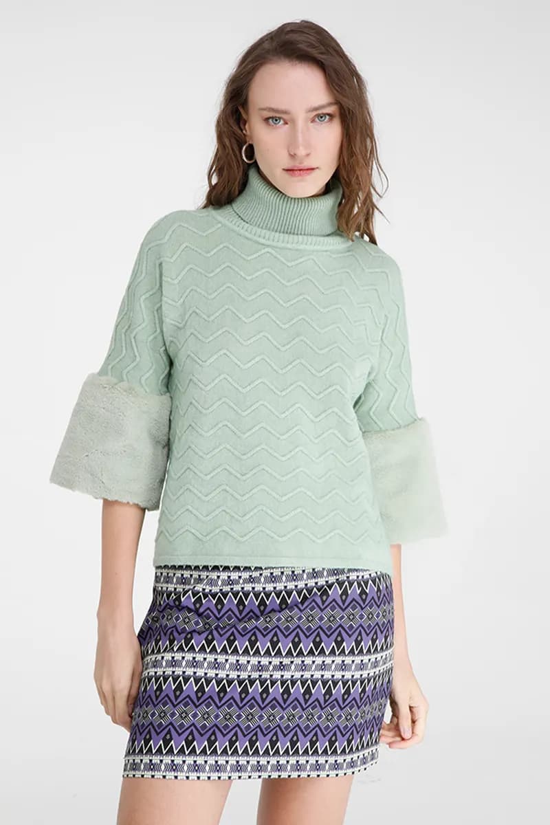 GOA GOA | Maglione collo alto texture geometrica - 5