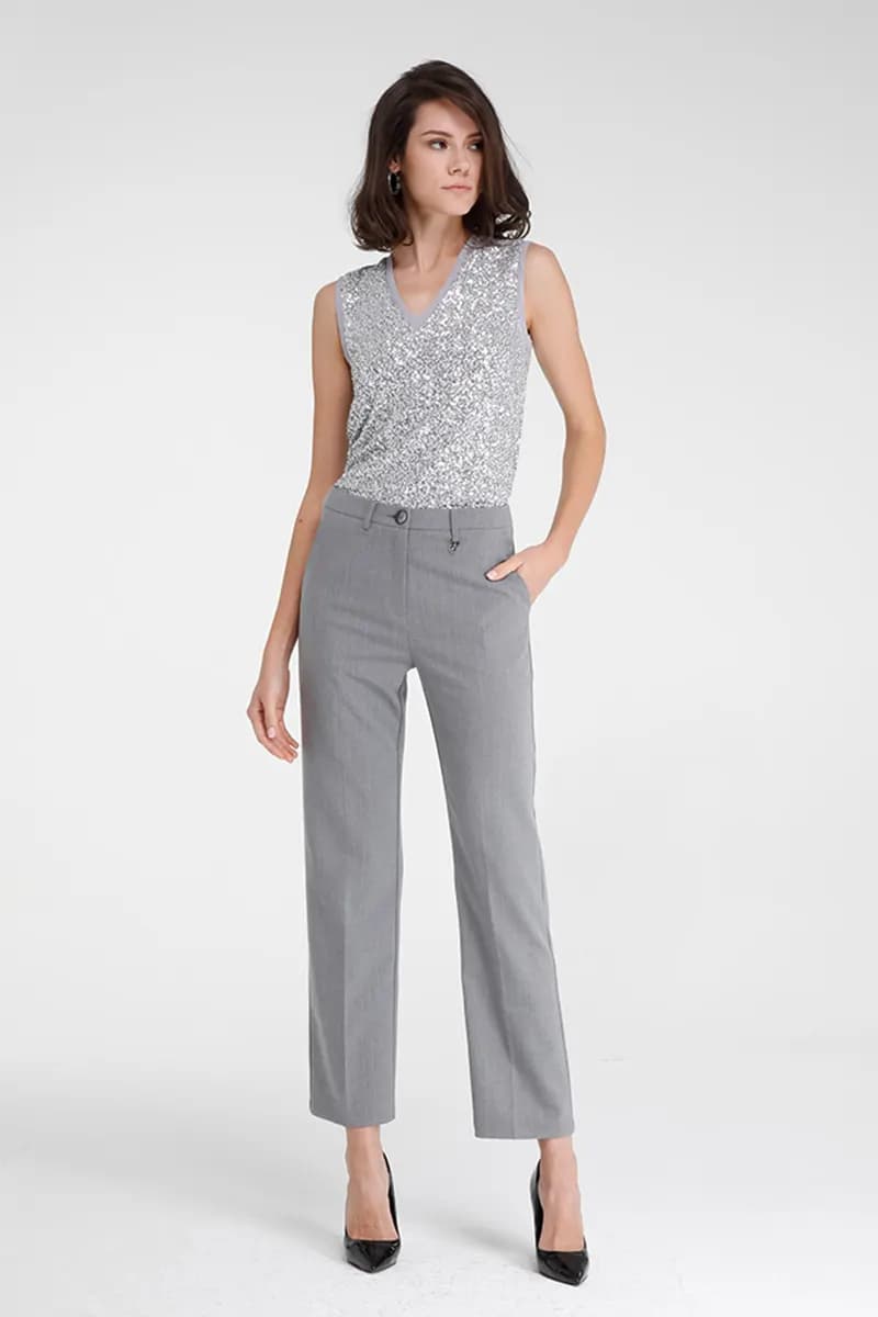 GOA GOA | Pantalone regular in tessuto gessato elasticizzato - 6