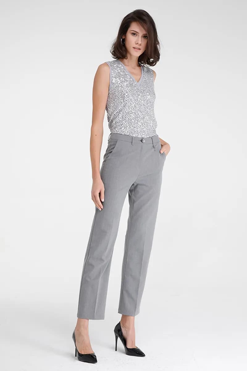 GOA GOA | Pantalone regular in tessuto gessato elasticizzato - 4