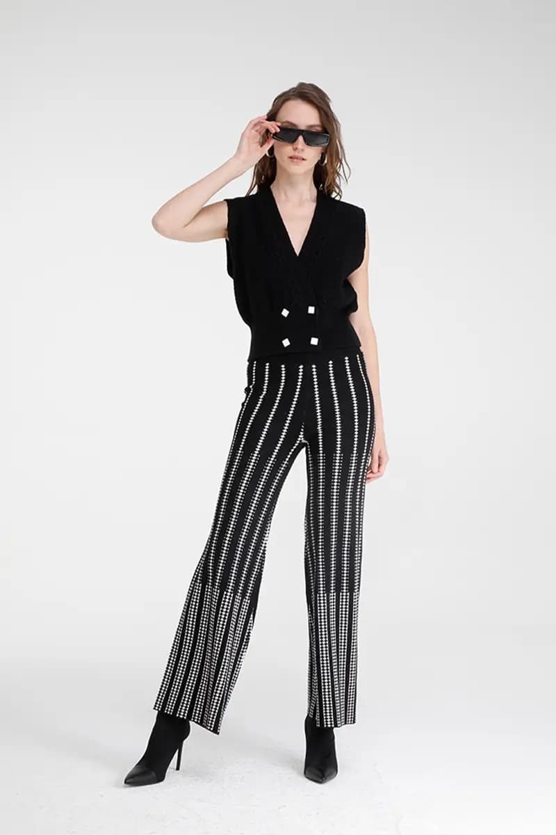 GOA GOA | Pantaloni in maglia jaquard motivo geometrico - 5