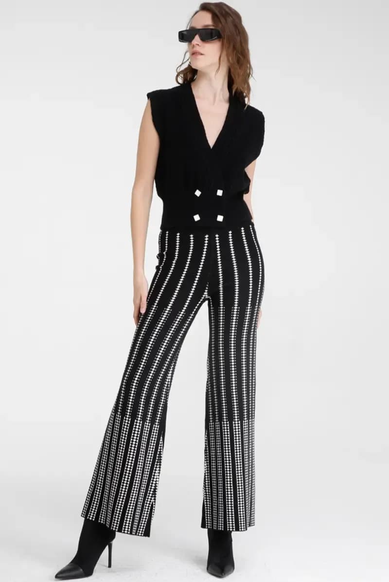 GOA GOA | Pantaloni in maglia jaquard motivo geometrico - 3