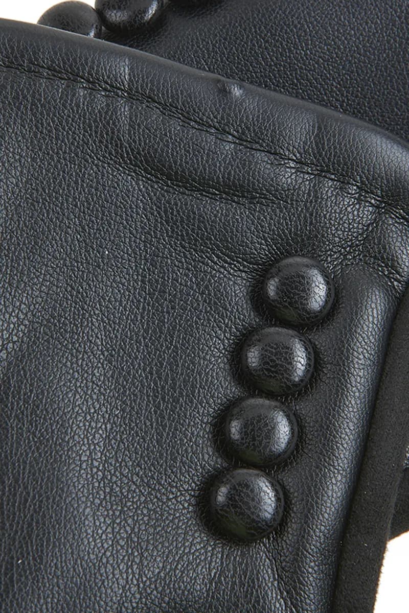 VERDE FASHION | Guanti in ecopelle con bottoni - 5
