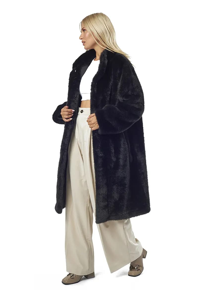 VERDE FASHION | Cappotto midi eco-pelliccia - 1