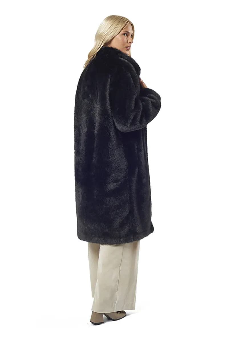 VERDE FASHION | Cappotto midi eco-pelliccia - 2