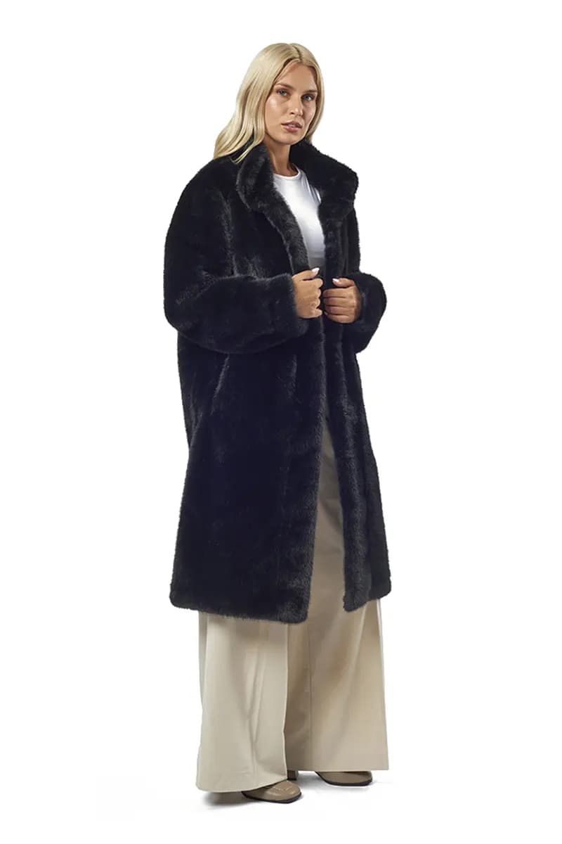 VERDE FASHION | Cappotto midi eco-pelliccia - 3