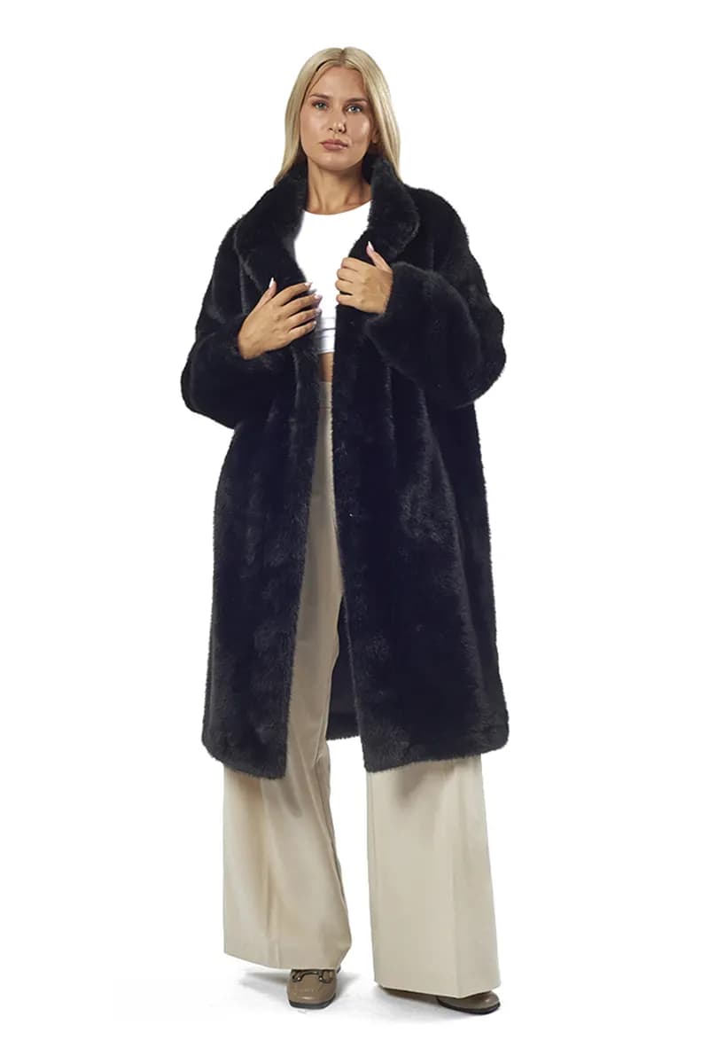VERDE FASHION | Cappotto midi eco-pelliccia - 4