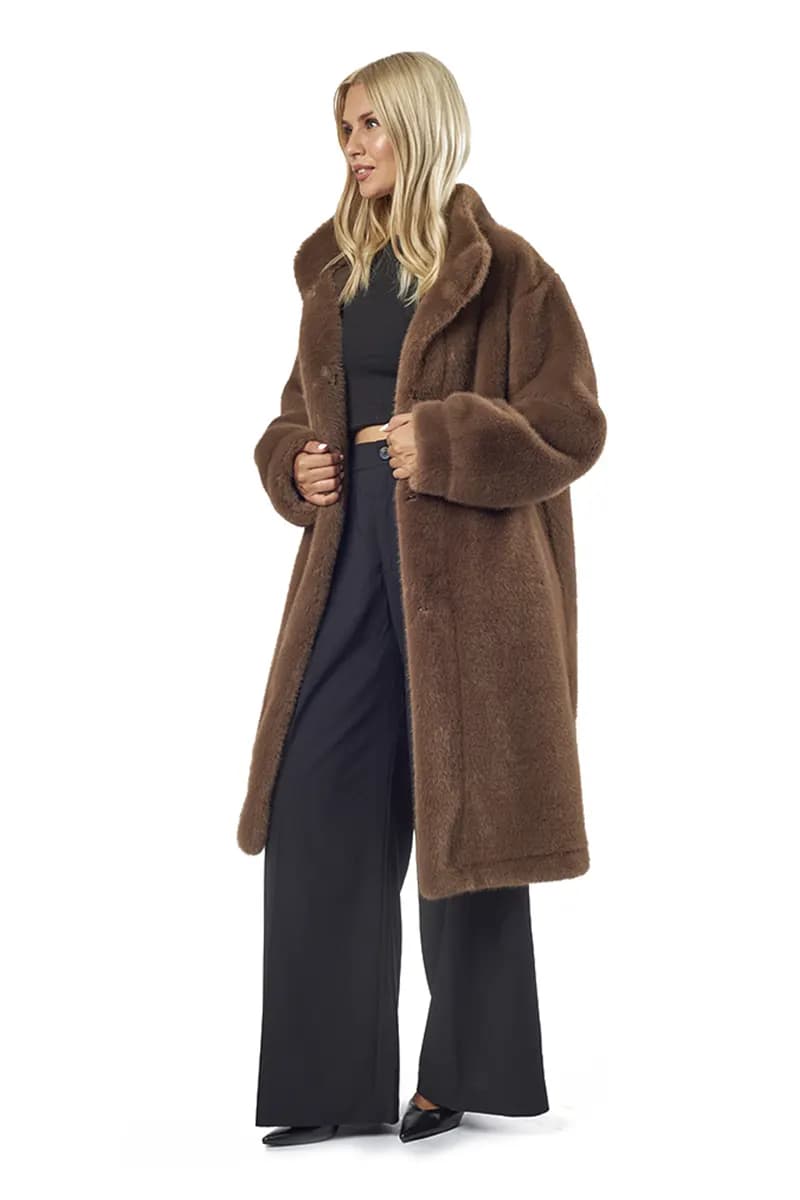 VERDE FASHION | Cappotto midi eco-pelliccia - 5