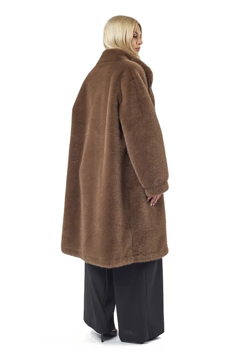 VERDE FASHION | Cappotto midi eco-pelliccia - 6