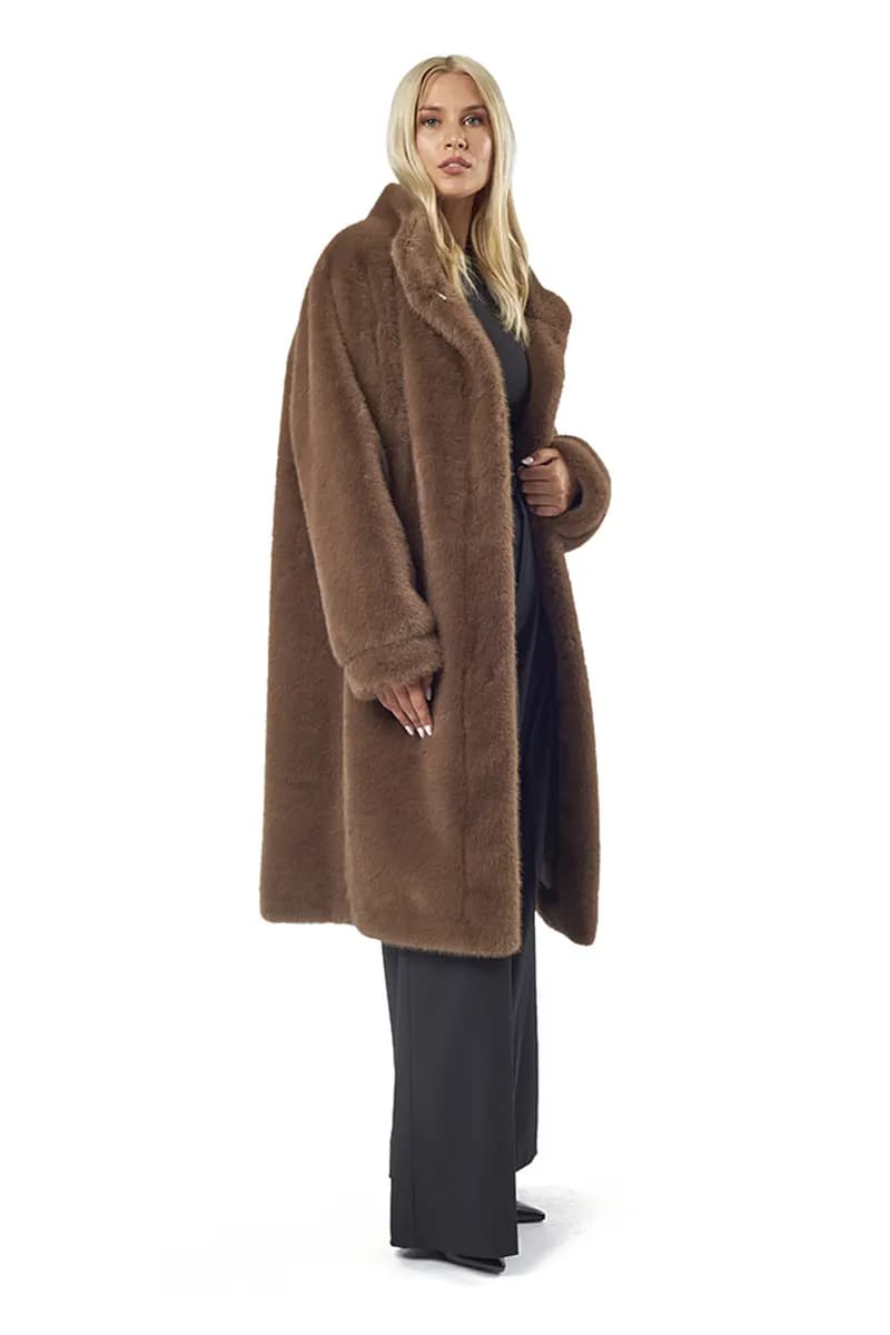 VERDE FASHION | Cappotto midi eco-pelliccia - 7