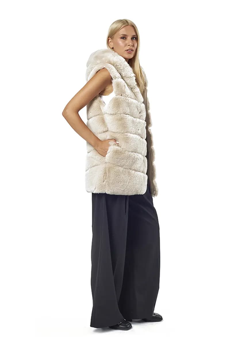 VERDE FASHION | Cappotto lungo eco-pelliccia - 11