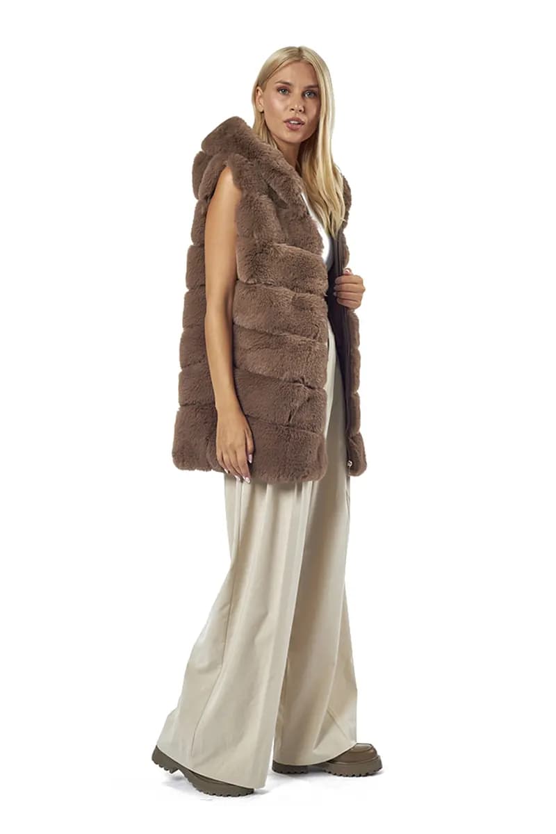 VERDE FASHION | Cappotto lungo eco-pelliccia - 3