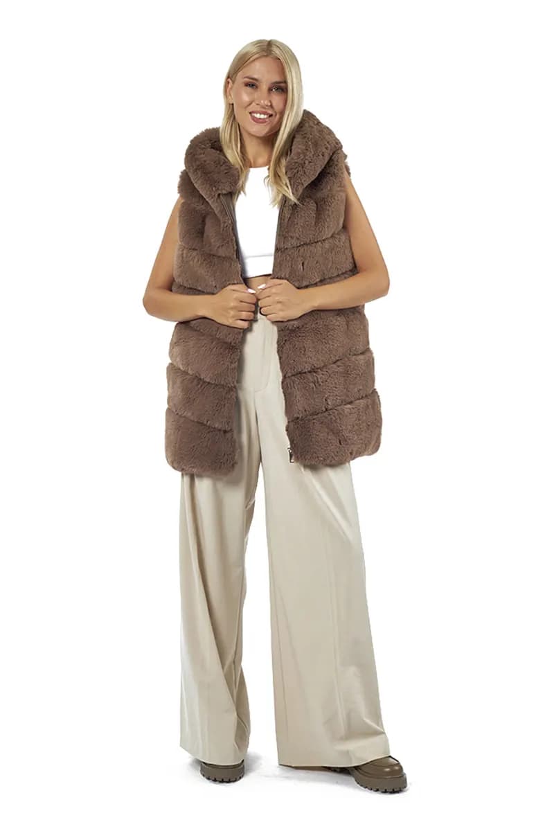 VERDE FASHION | Cappotto lungo eco-pelliccia - 4