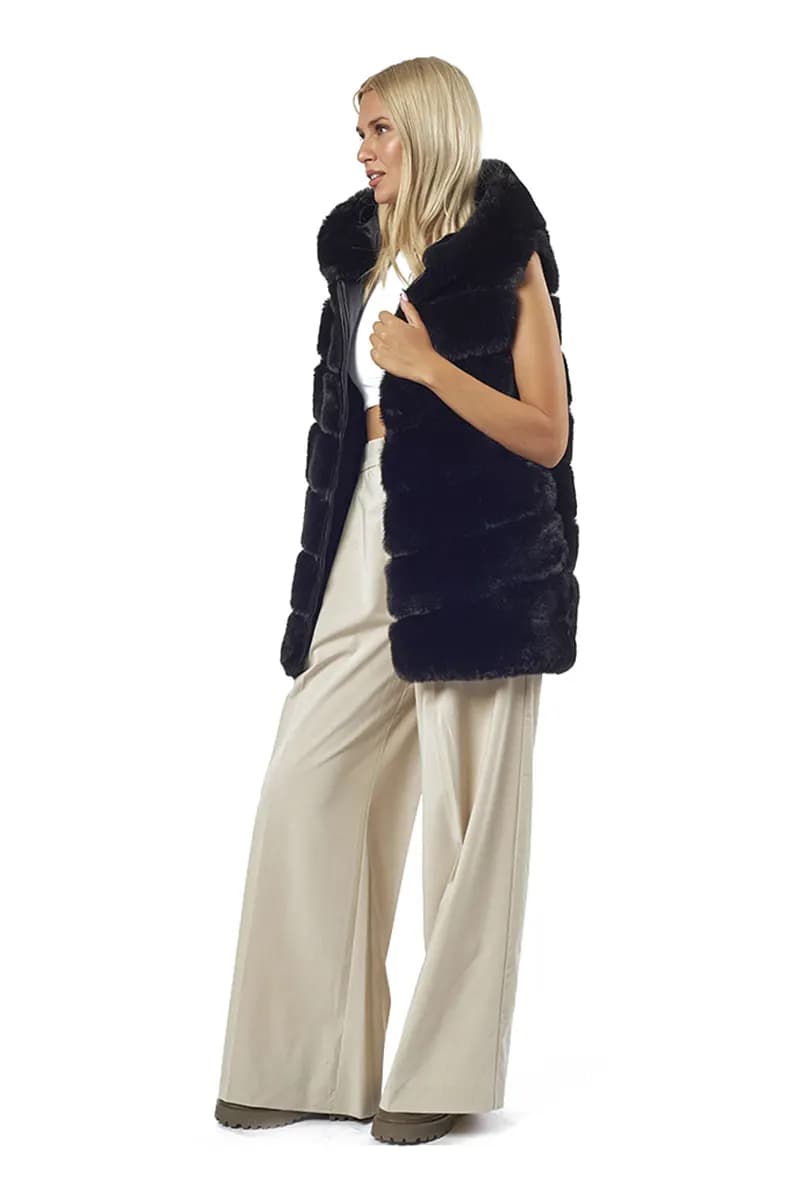 VERDE FASHION | Cappotto lungo eco-pelliccia - 5