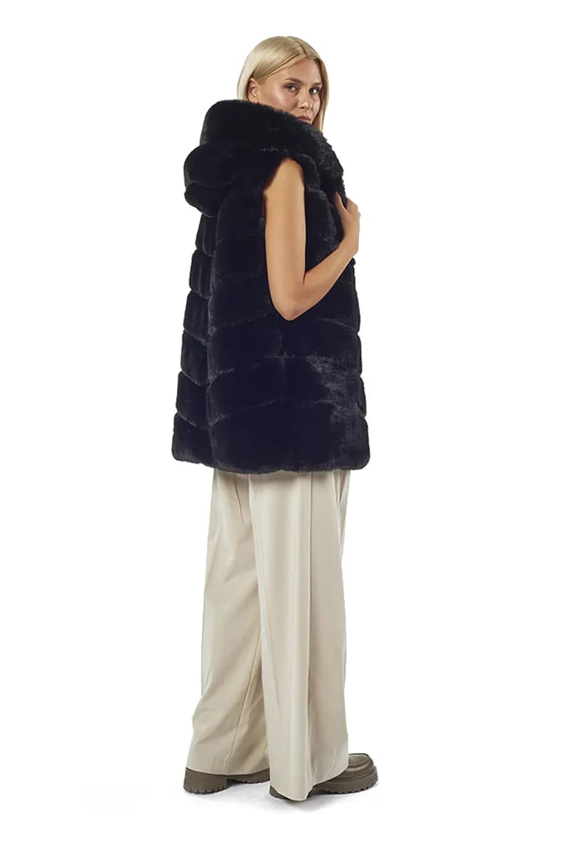 VERDE FASHION | Cappotto lungo eco-pelliccia - 6