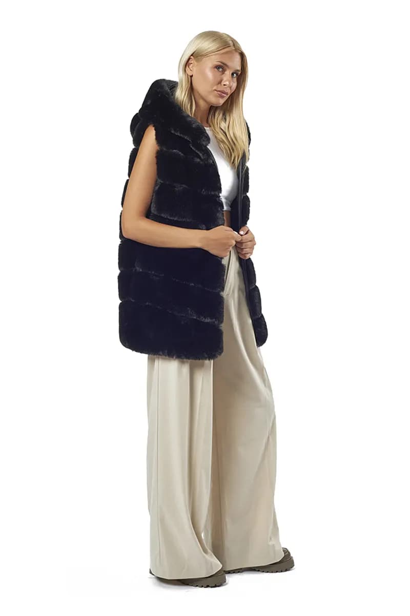 VERDE FASHION | Cappotto lungo eco-pelliccia - 7