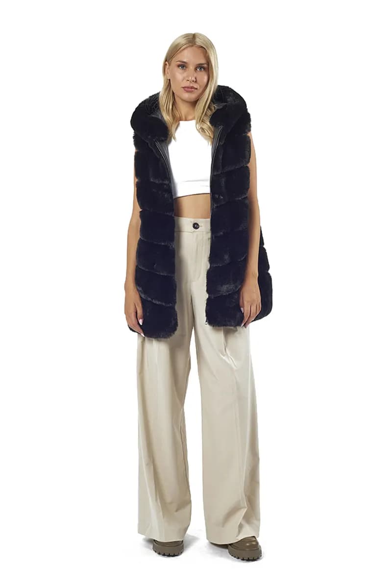 VERDE FASHION | Cappotto lungo eco-pelliccia - 8