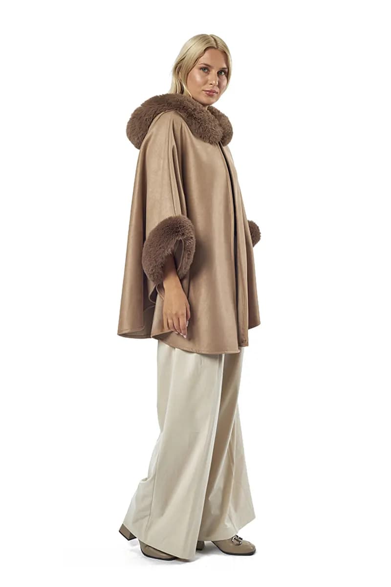 VERDE FASHION | Cappa con colletto e polsini eco-pelliccia - 9