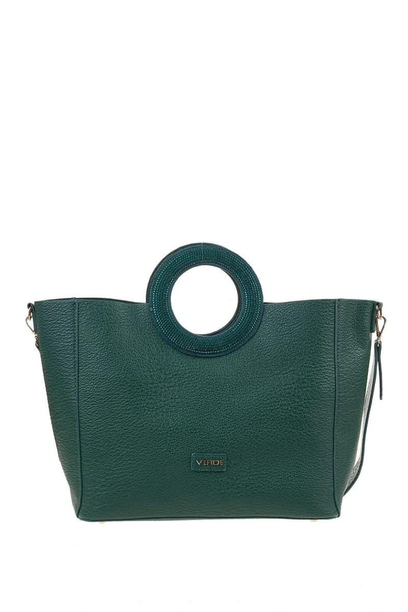 VERDE FASHION | Borsa a spalla ecopelle con oblò - 13