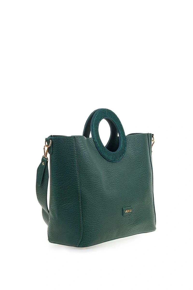 VERDE FASHION | Borsa a spalla ecopelle con oblò - 15