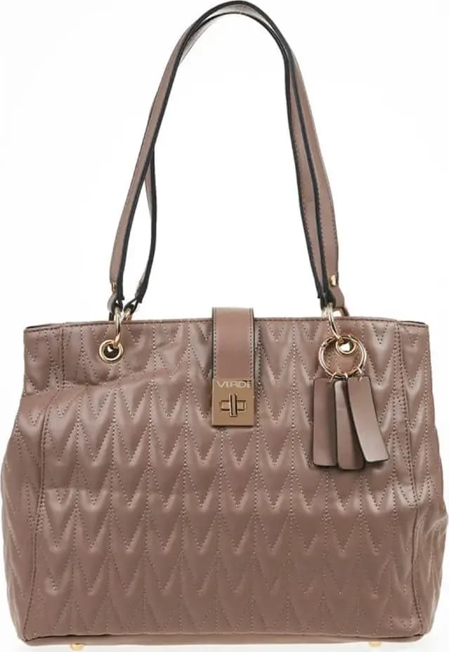 VERDE FASHION | Borsa a spalla ecopelle con charm - 5