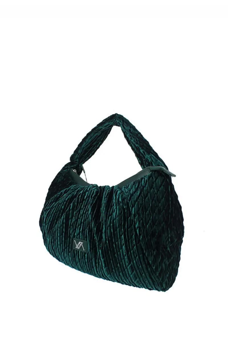 VERDE FASHION | Borsa a spalla morbida in velluto - 7