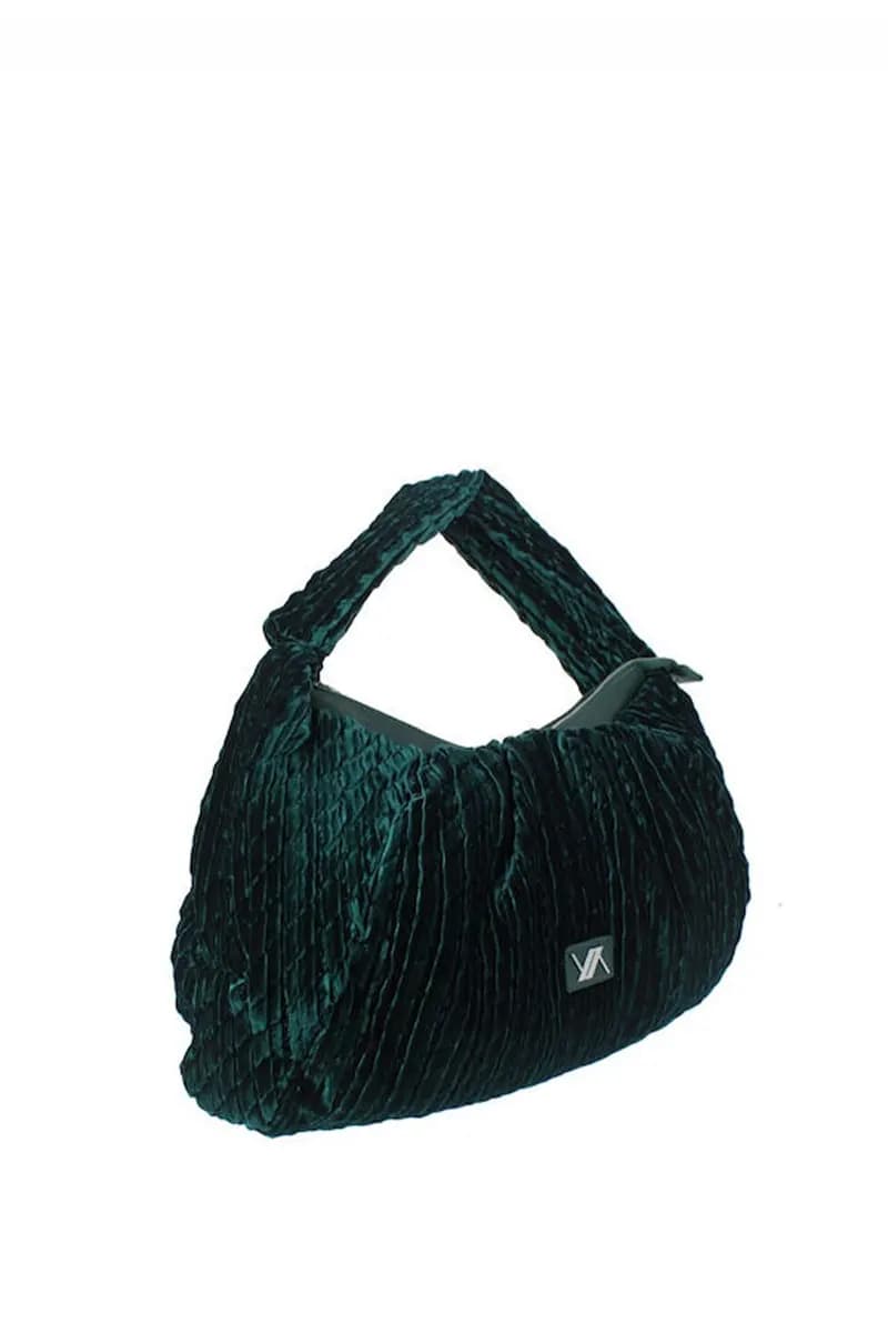 VERDE FASHION | Borsa a spalla morbida in velluto - 8