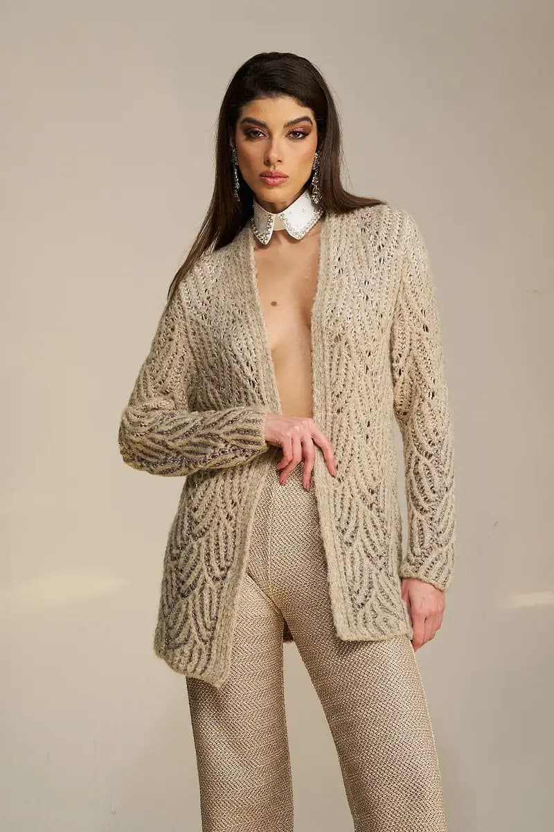 PHO Firenze | Giacca in maglia lurex aperta - 2