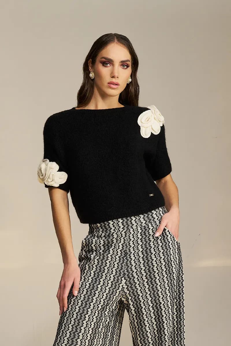 PHO Firenze | Maglia in alpaca con fiori - 1
