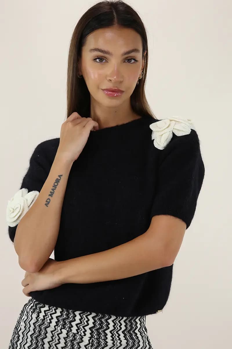 PHO Firenze | Maglia in alpaca con fiori - 6