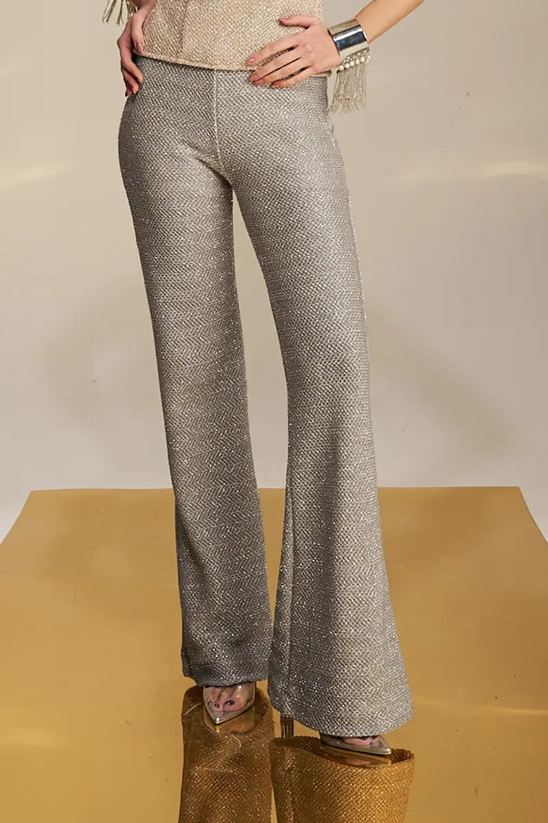 PHO Firenze | Pantalone zampa in maglia lurex - 6