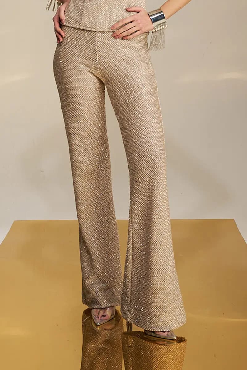 PHO Firenze | Pantalone zampa in maglia lurex - 2
