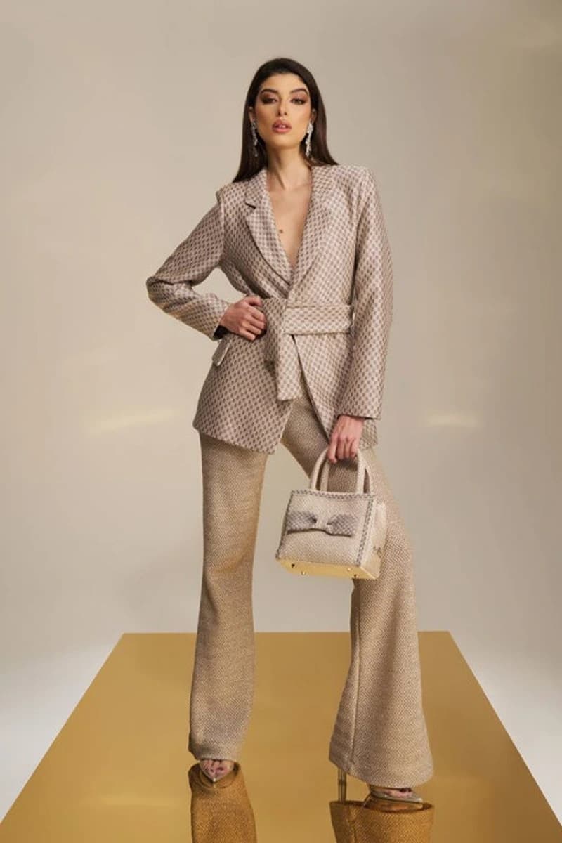 PHO Firenze | Pantalone zampa in maglia lurex - 4