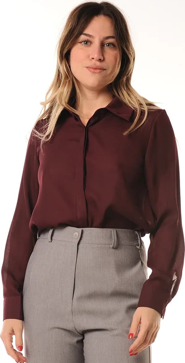 LOKITA | Camicia in doppia georgette – Bordeaux
