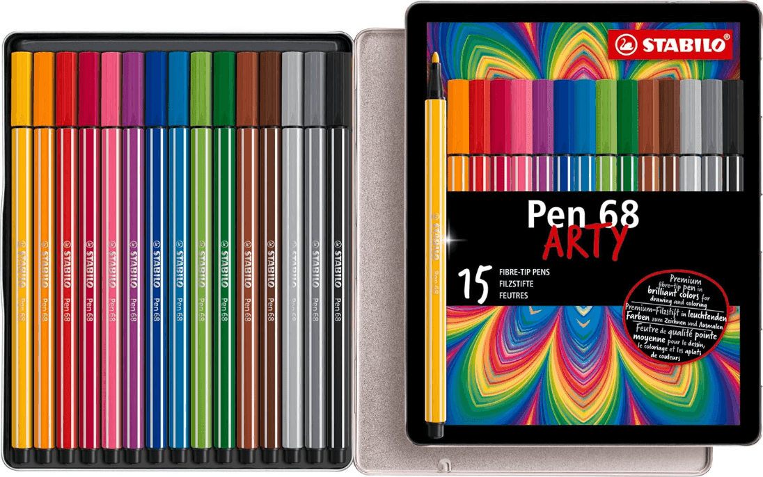 Stabilo - Pennarello premium Pen 68 Scatola ARTY in metallo da 15 pennarelli (6815-6) - 2