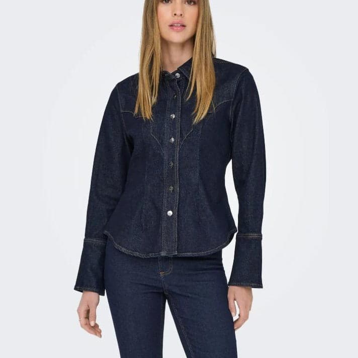 Only Camicia Perla LS Western Blue Denim - 5