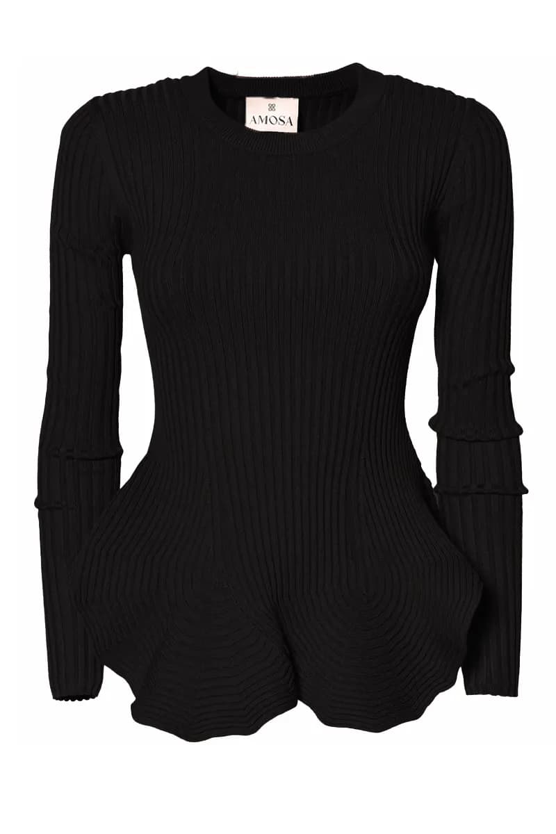 AMOSA | Maglia svasata a costine - 3