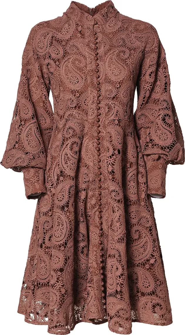 AMOSA | Abito in pizzo fantasia cashmere - 3