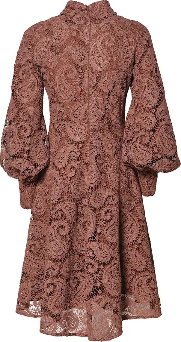 AMOSA | Abito in pizzo fantasia cashmere - 4