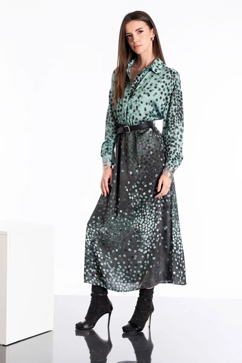 NO-NA' | Abito lungo chemisier fantasia pois - 5