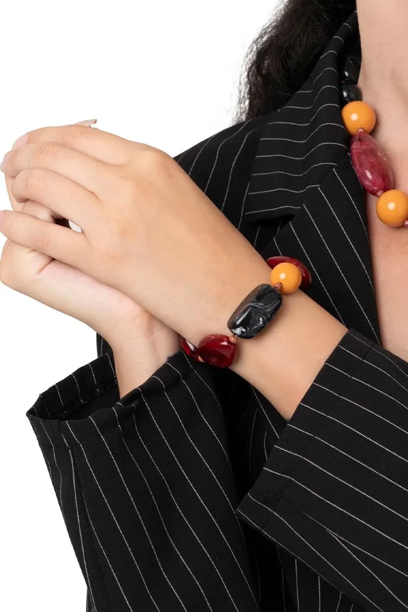 MYA ACCESSORIES | Bracciale elastico con pietre in acrilico multicolore - 3