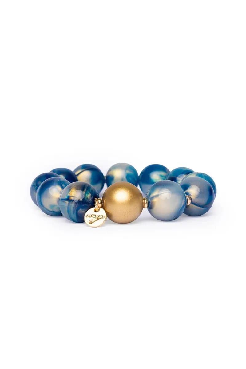 MYA ACCESSORIES | Bracciale elastico con sfere dalle nuances blu - 2