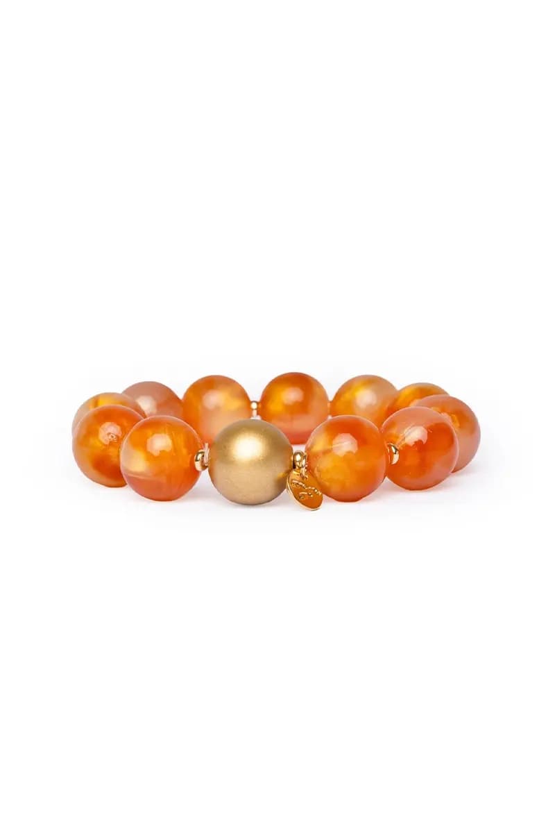 MYA ACCESSORIES | Bracciale elastico con sfere dalle nuances arancio - 2